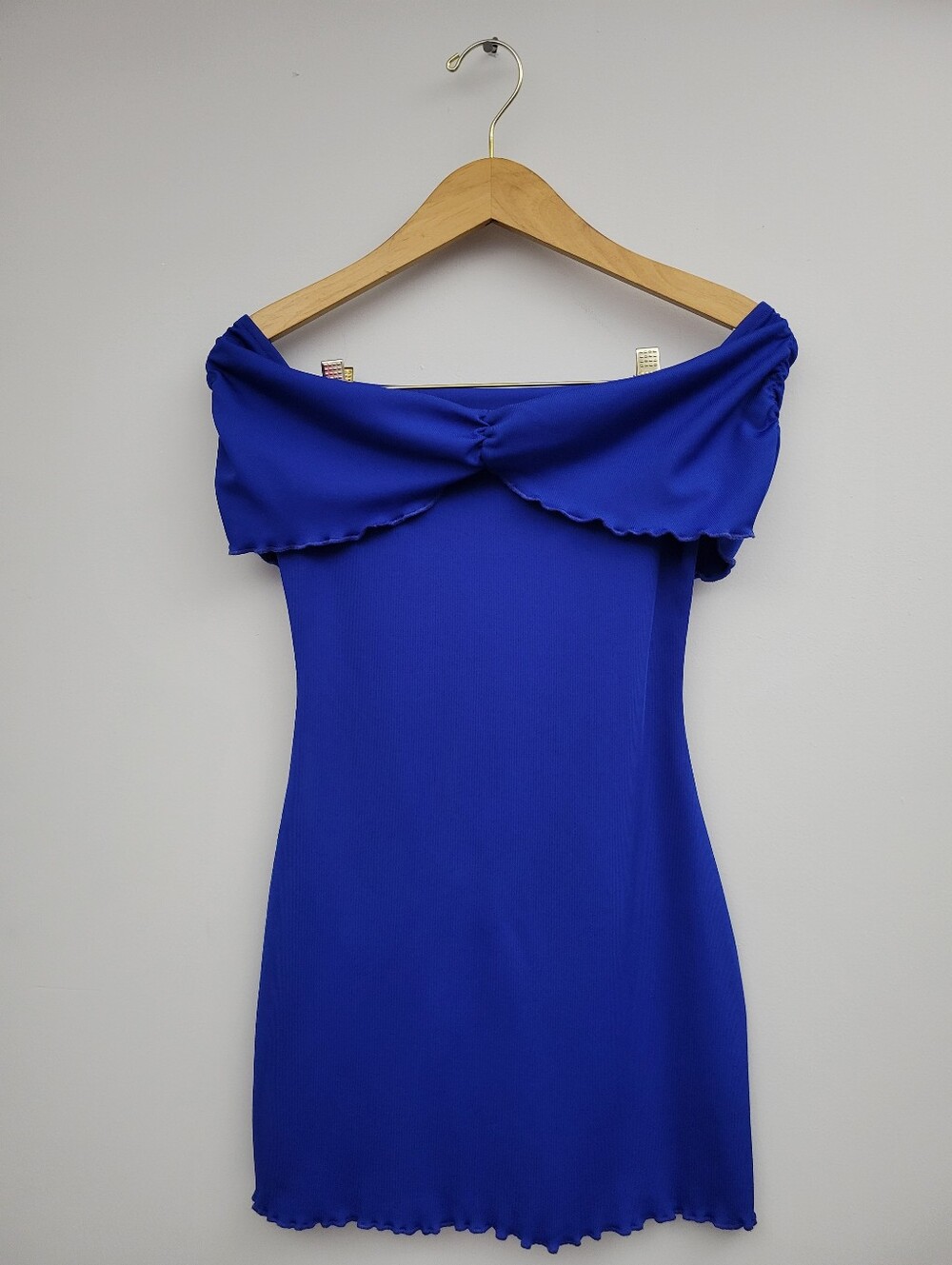 House Of Harlow × Revolve Off Shoulder Bodycon Mini Tube Dress Cobalt Blue Sz XS